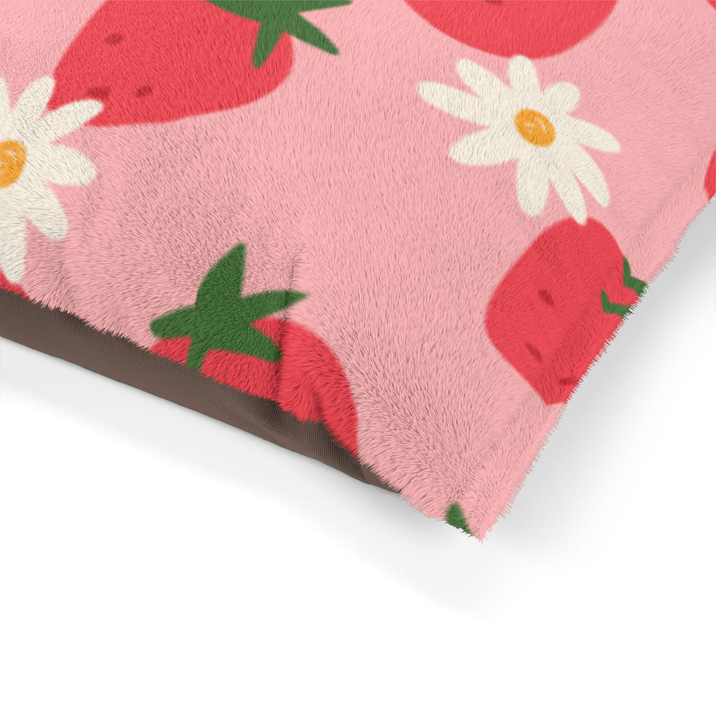 Strawberry Daisy Pet Bed Cute Pink Floral Dog & Cat Cushion