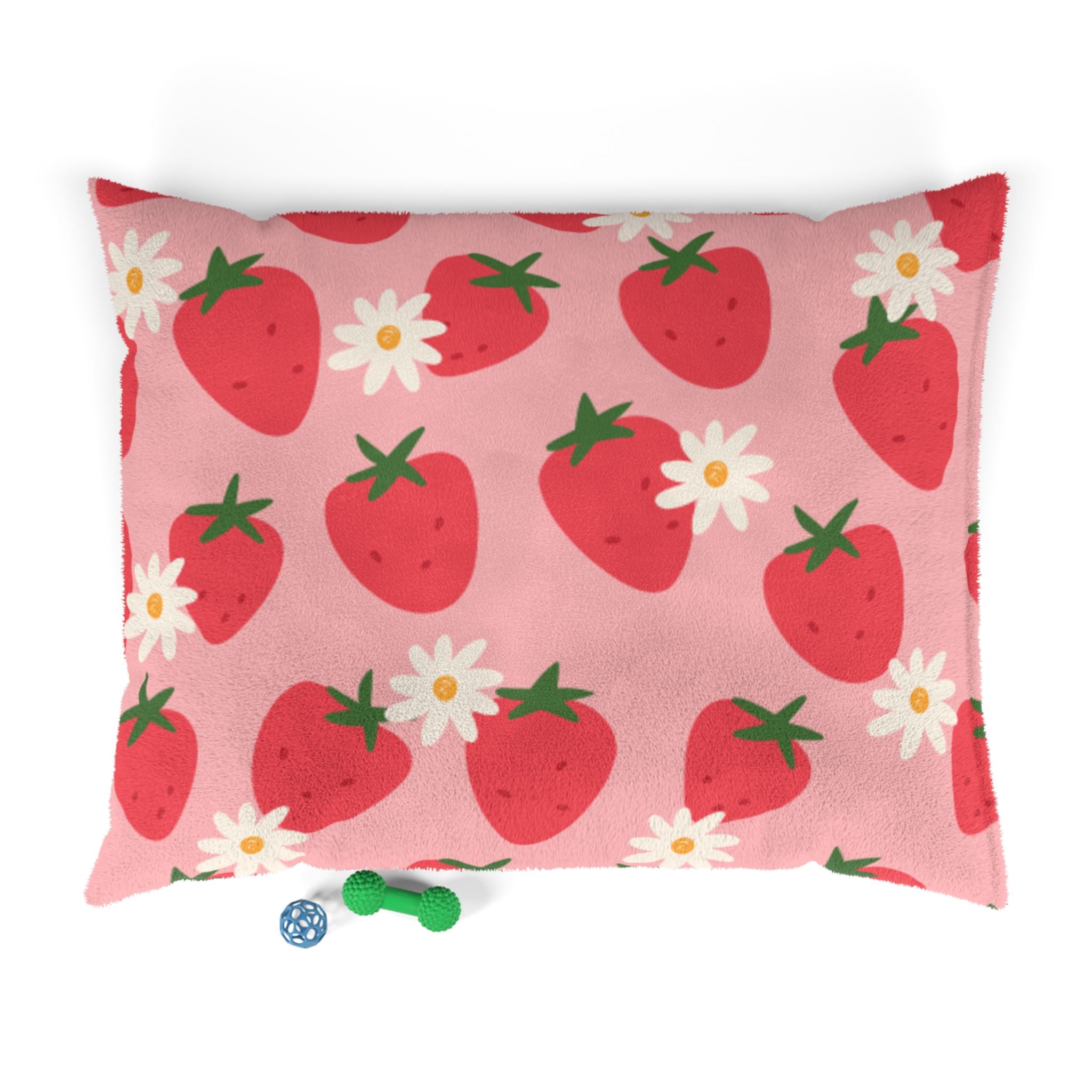 Strawberry Daisy Pet Bed Cute Pink Floral Dog & Cat Cushion