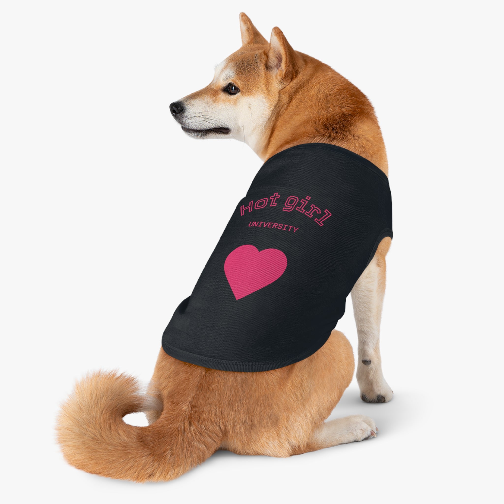 Hot Girl University Pet Tank Top — Pink Heart Dog/Cat Tee