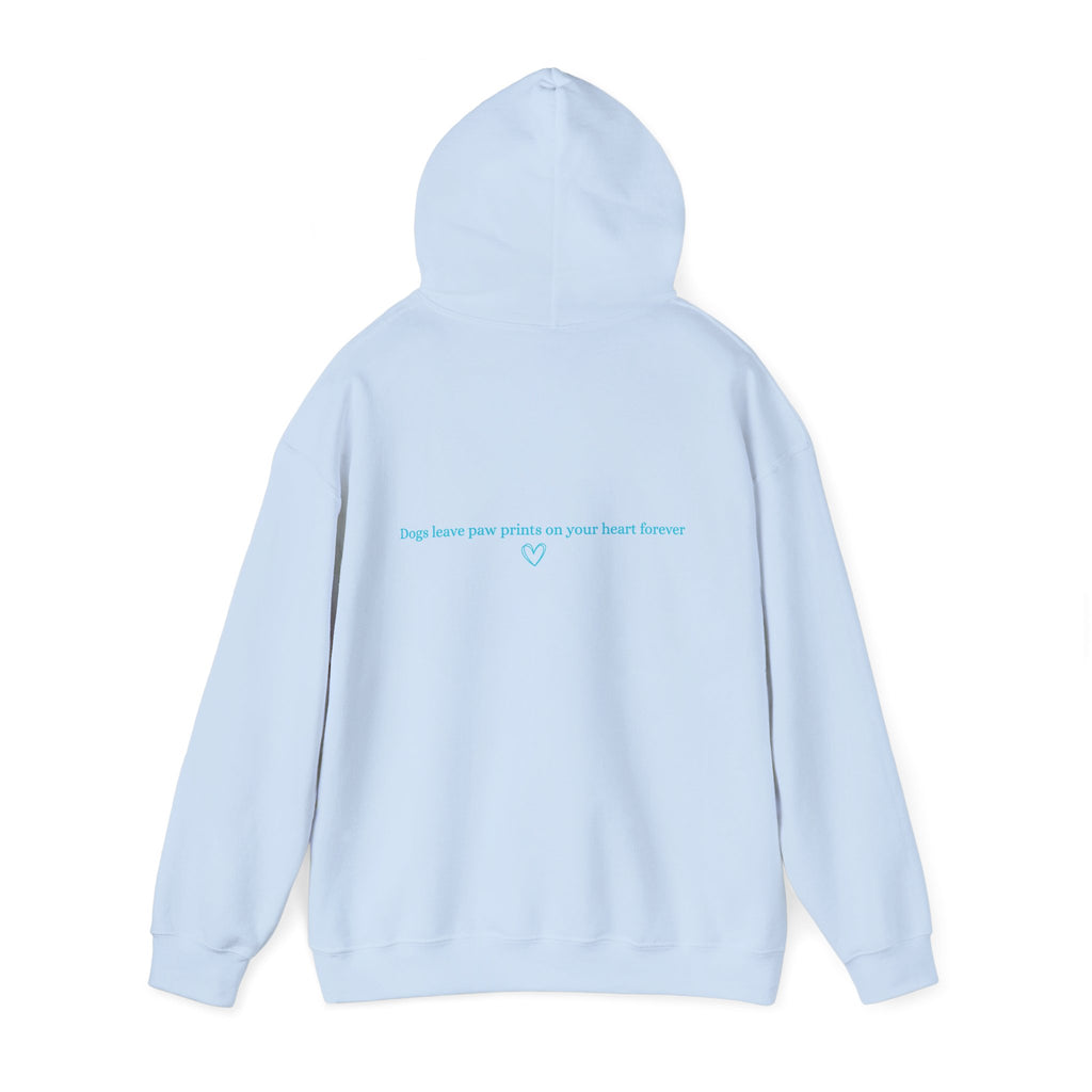 Dog Mom Hoodie  Minimal Line Art Dogs with "Dogs leave paw prints on your heart forever" Back Text