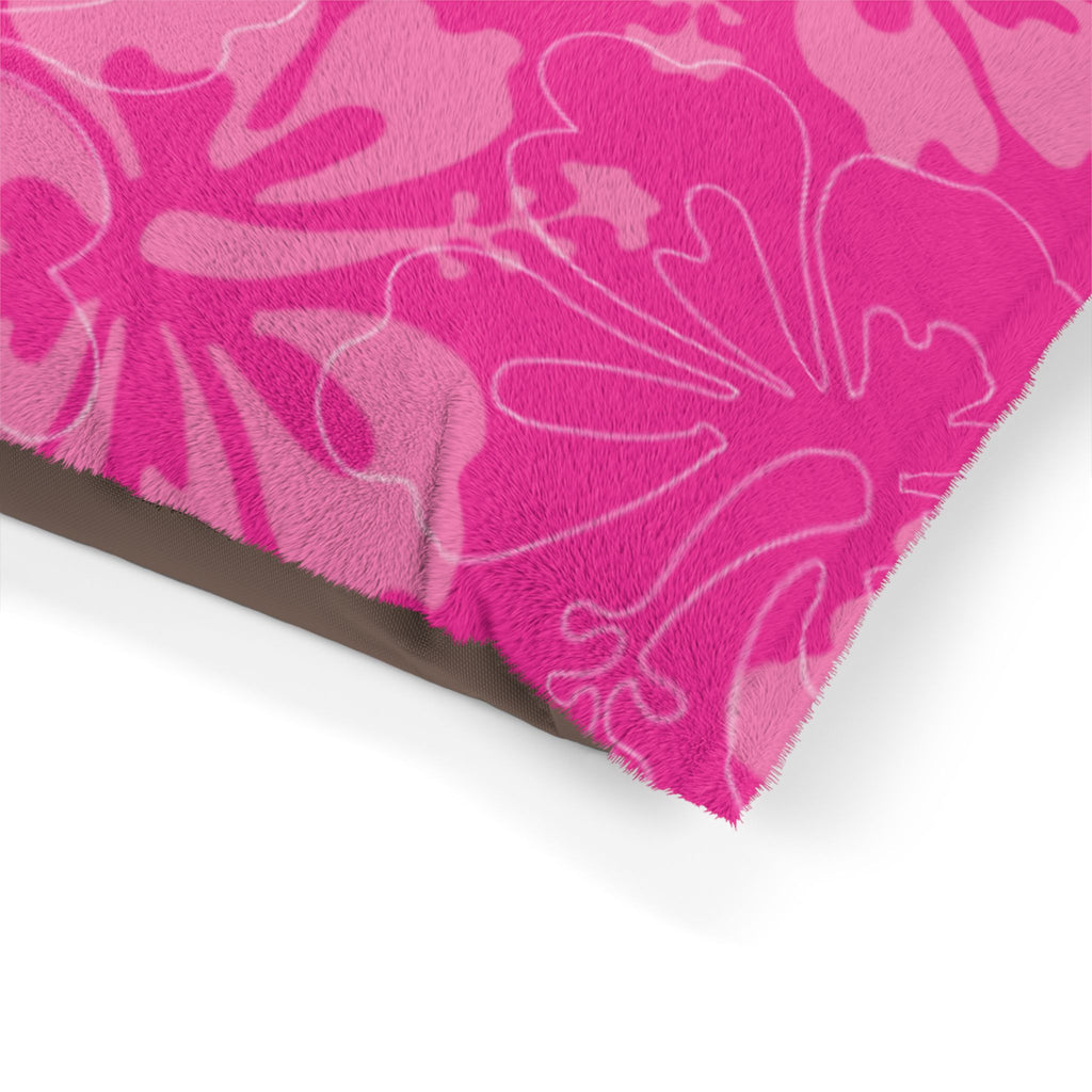 Pink Hibiscus Pet Bed | Floral Dog & Cat Cushion
