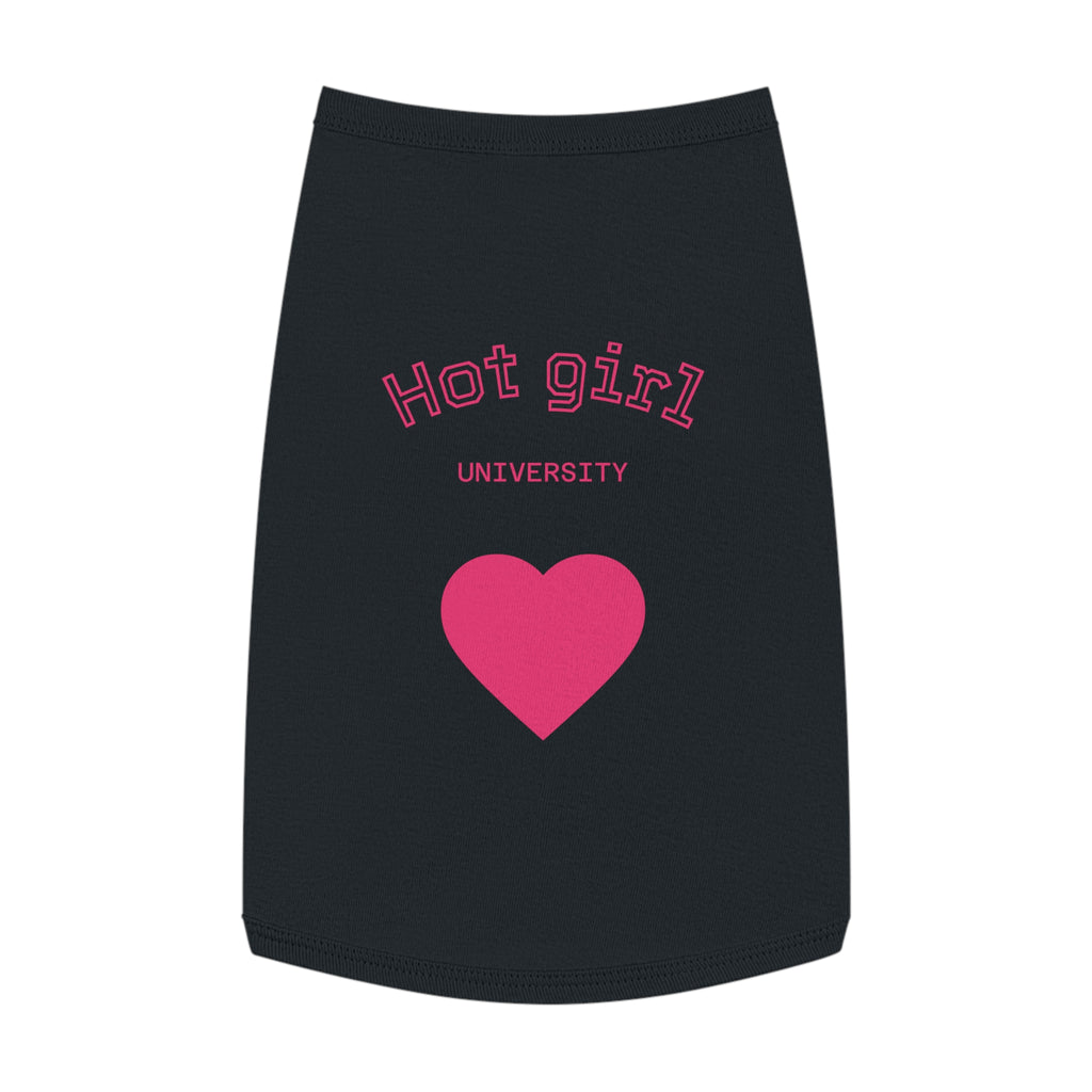 Hot Girl University Pet Tank Top — Pink Heart Dog/Cat Tee
