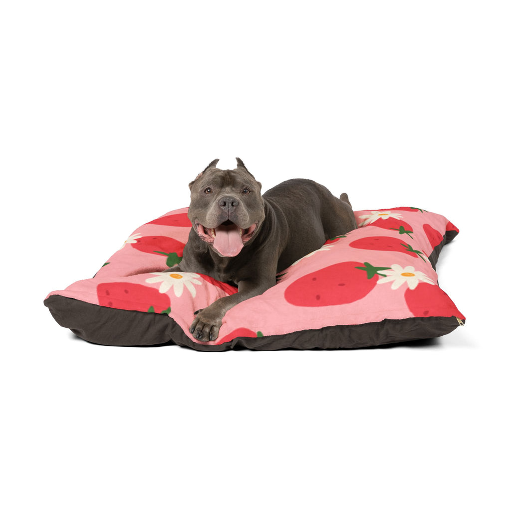 Strawberry Daisy Pet Bed Cute Pink Floral Dog & Cat Cushion