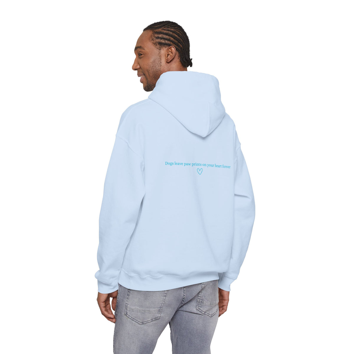 Dog Mom Hoodie  Minimal Line Art Dogs with "Dogs leave paw prints on your heart forever" Back Text