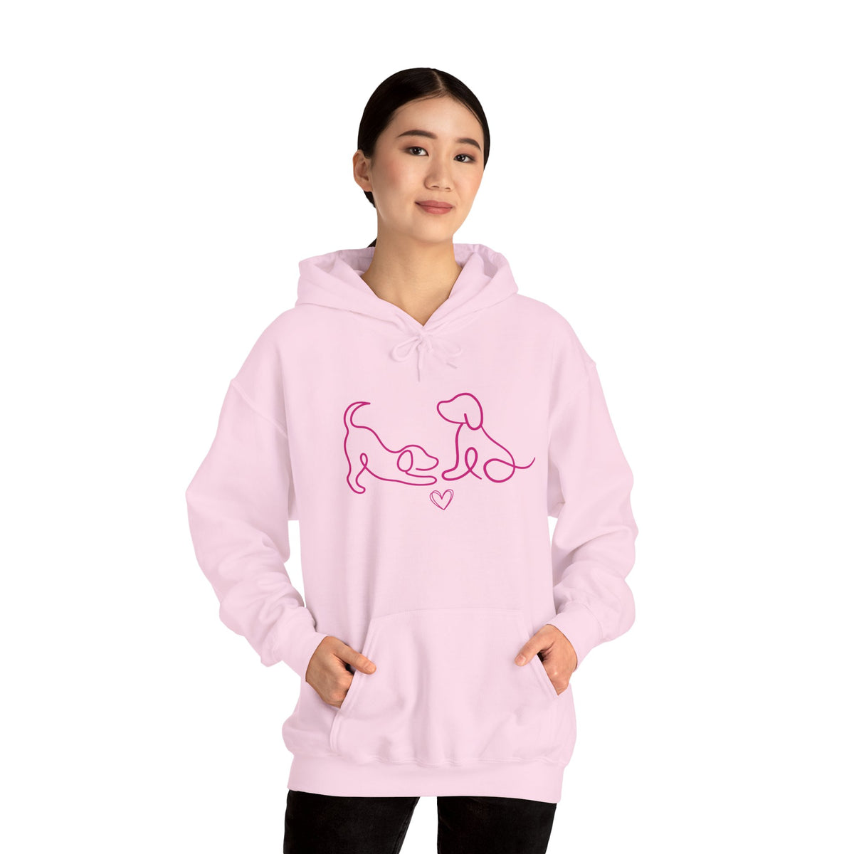 Dog Mom Hoodie  Minimal Line Art Dogs with "Dogs leave paw prints on your heart forever" Back Text