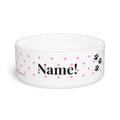 Personalizable Pink polkadot pet bowl | Paw print, pink polka dot ceramic