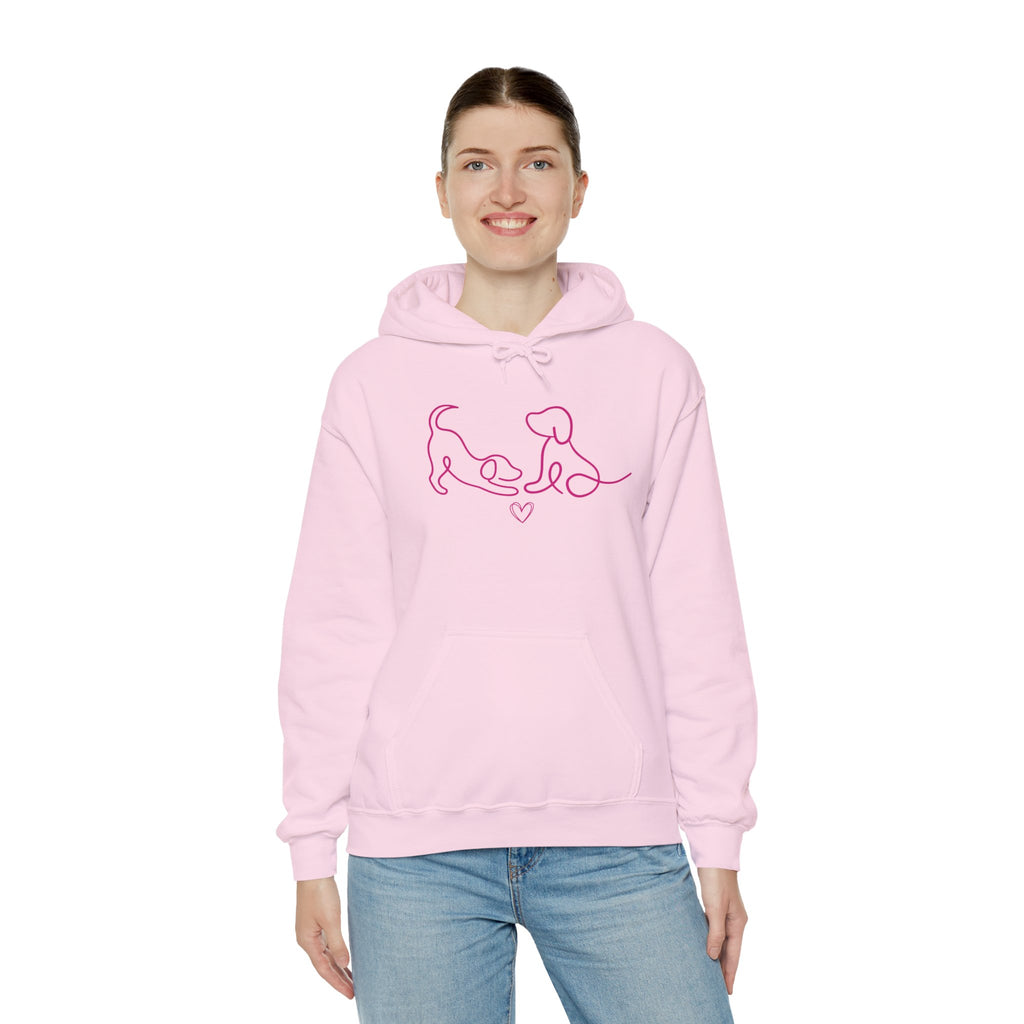 Dog Mom Hoodie  Minimal Line Art Dogs with "Dogs leave paw prints on your heart forever" Back Text