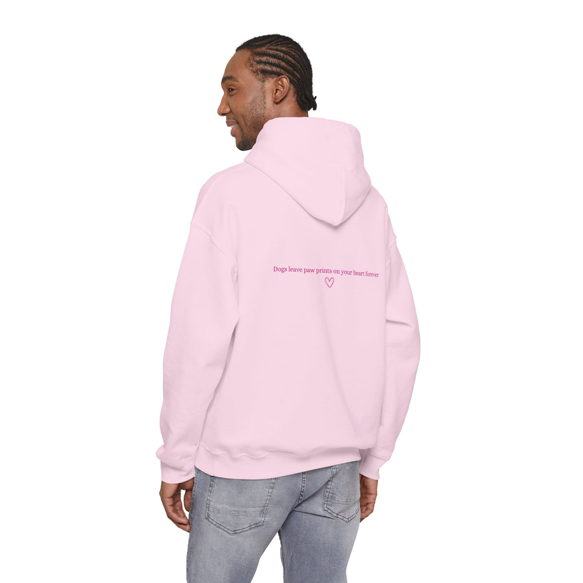 Dog Mom Hoodie  Minimal Line Art Dogs with "Dogs leave paw prints on your heart forever" Back Text