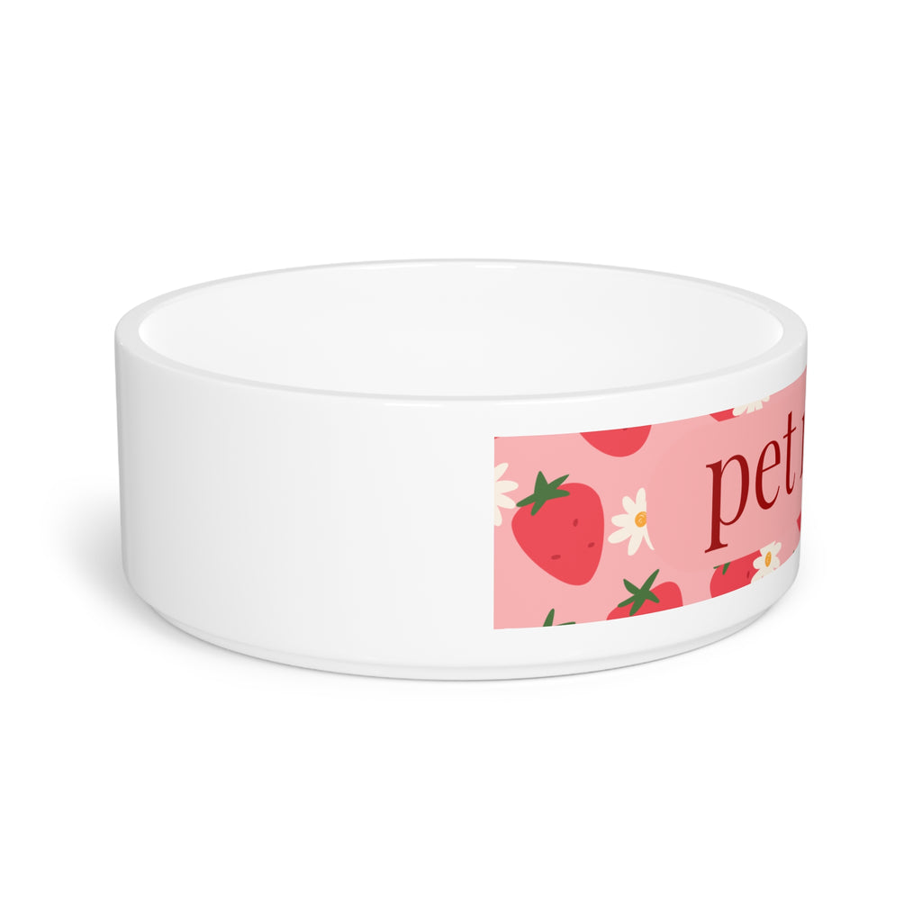 Strawberry Personalized Pet Bowl  Custom Name Dog & Cat Food Dish