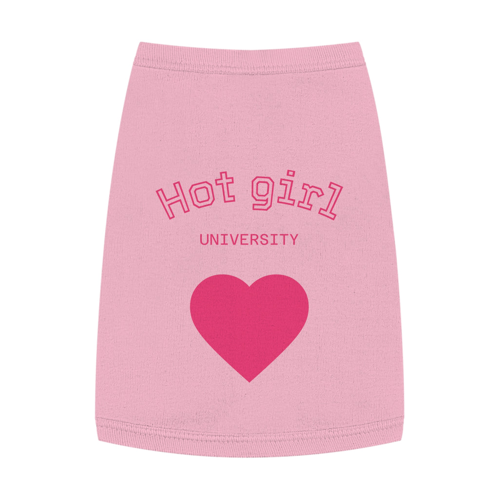 Hot Girl University Pet Tank Top — Pink Heart Dog/Cat Tee