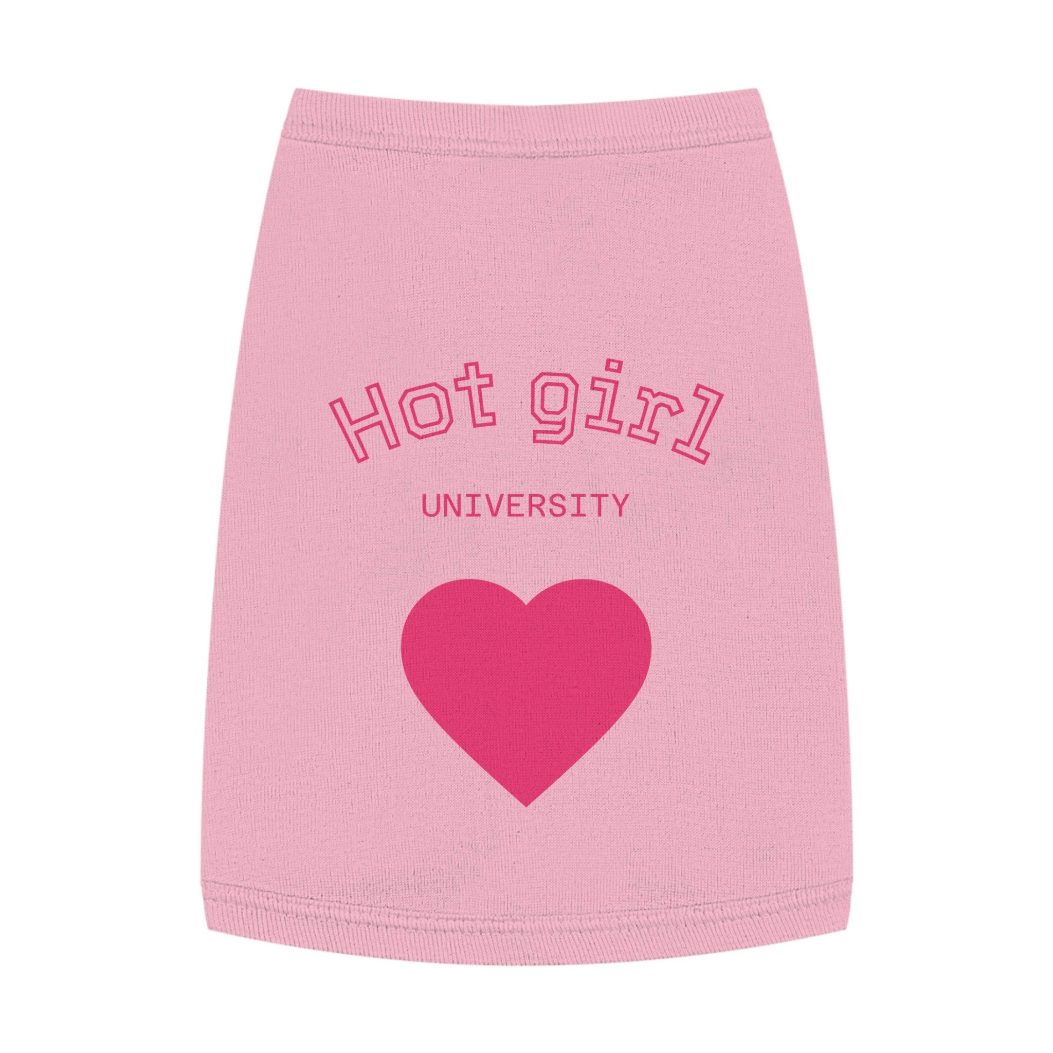 Hot Girl University Pet Tank Top — Pink Heart Dog/Cat Tee
