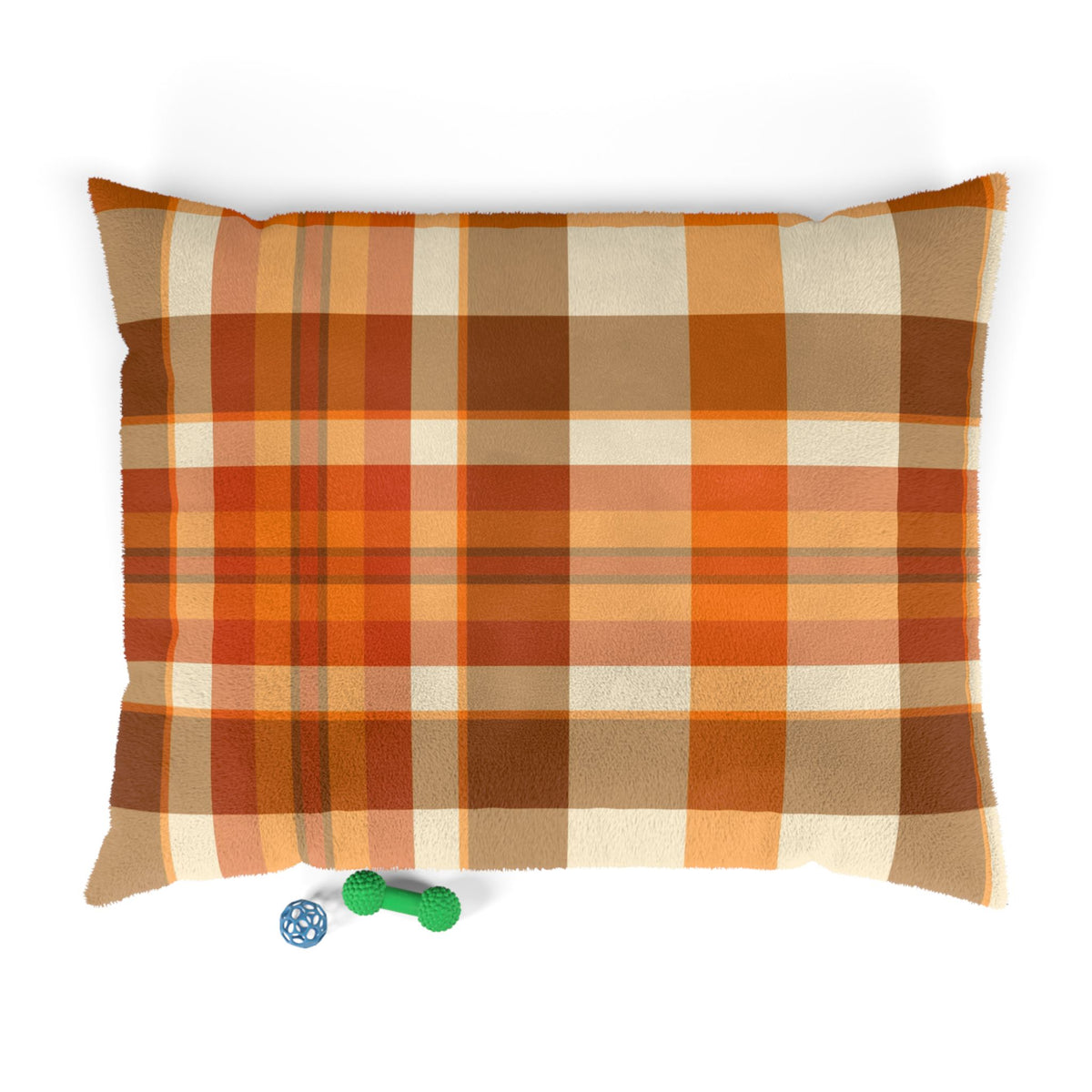 Cozy Autumn Plaid Pet Bed  Orange Buffalo Check Dog & Cat Pillow