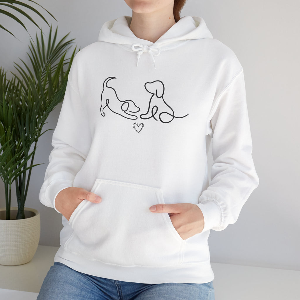 Dog Mom Hoodie  Minimal Line Art Dogs with "Dogs leave paw prints on your heart forever" Back Text