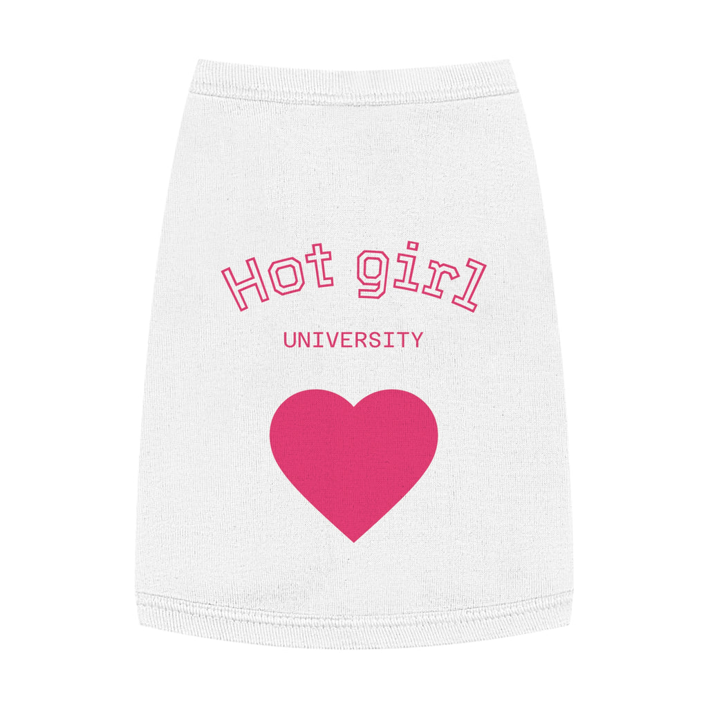 Hot Girl University Pet Tank Top — Pink Heart Dog/Cat Tee
