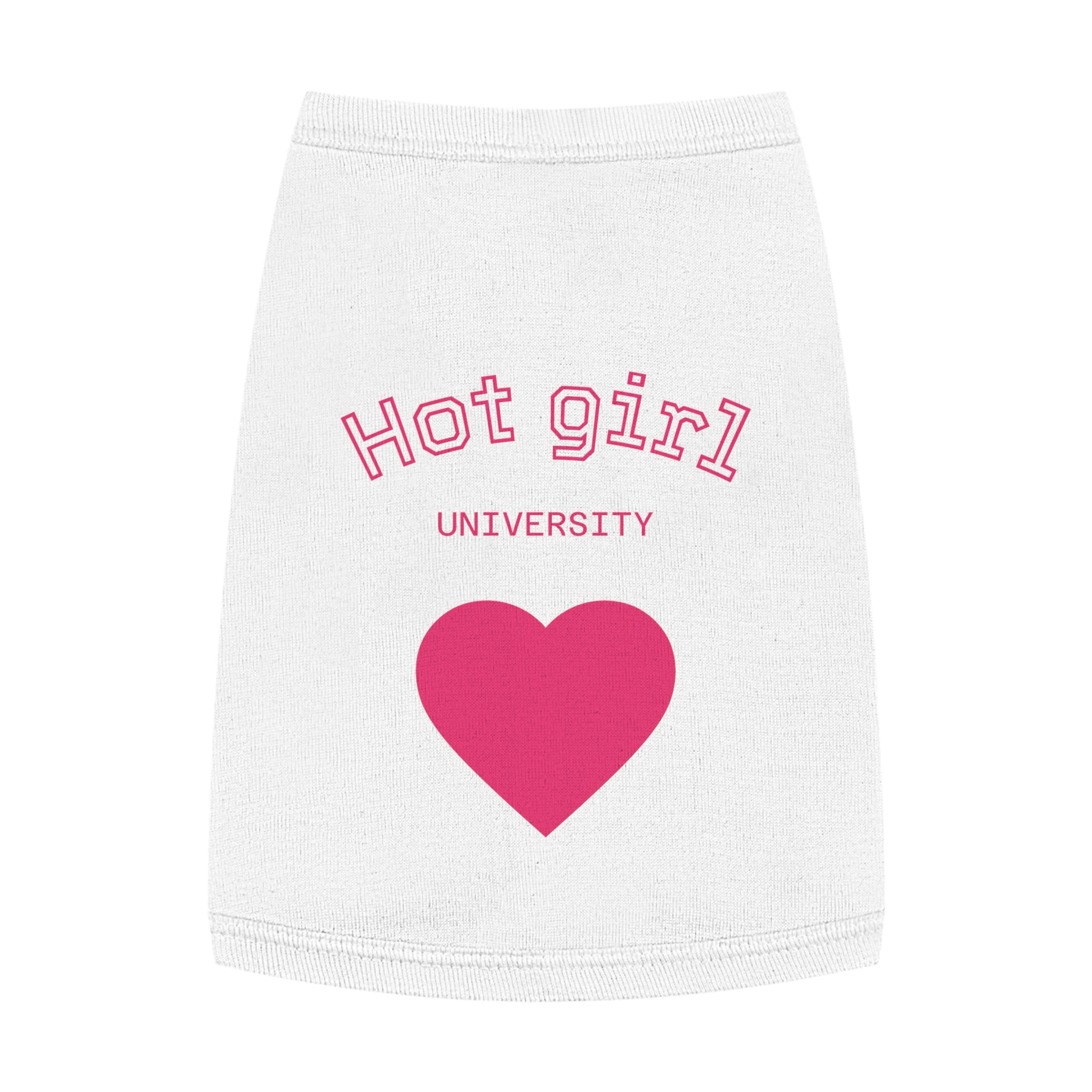 Hot Girl University Pet Tank Top — Pink Heart Dog/Cat Tee