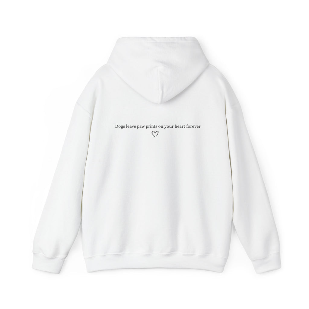 Dog Mom Hoodie  Minimal Line Art Dogs with "Dogs leave paw prints on your heart forever" Back Text