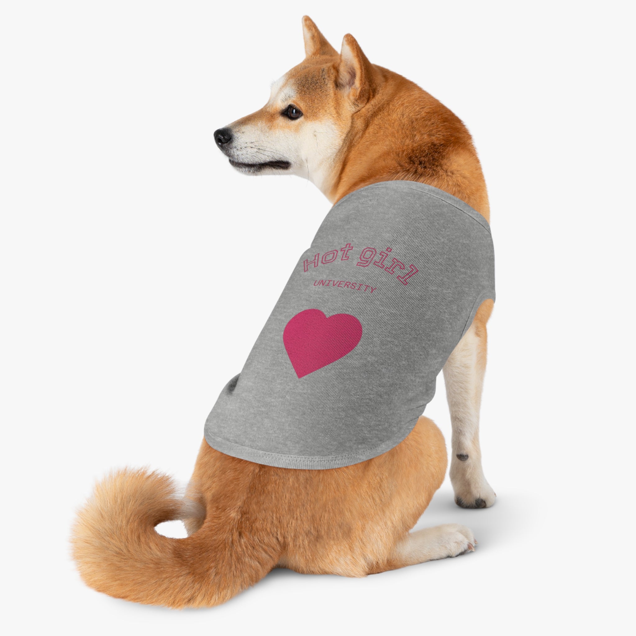 Hot Girl University Pet Tank Top — Pink Heart Dog/Cat Tee