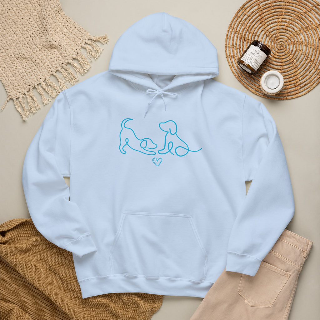Dog Mom Hoodie  Minimal Line Art Dogs with "Dogs leave paw prints on your heart forever" Back Text
