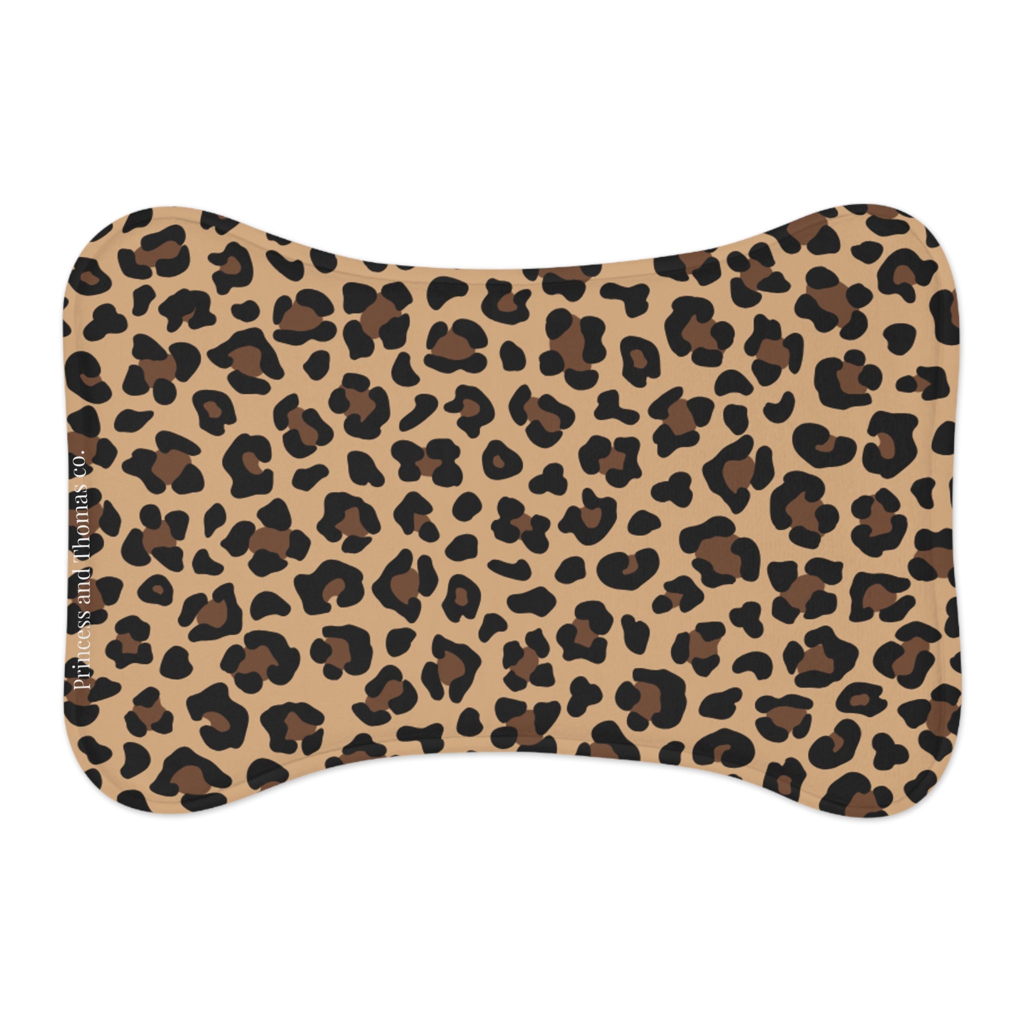 Leopard Print Pet Feeding Mat | Non-Slip Waterproof Bowl Placemat for Dogs & Cats