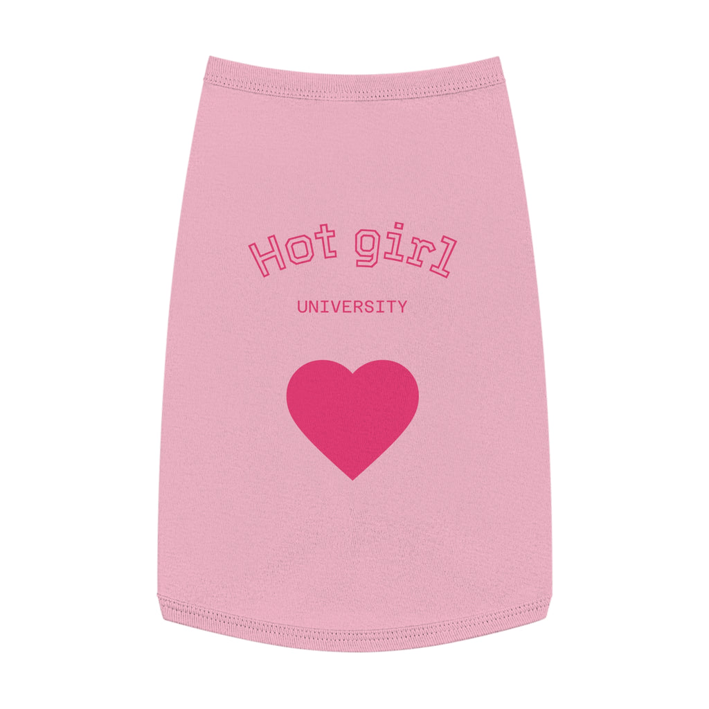 Hot Girl University Pet Tank Top — Pink Heart Dog/Cat Tee