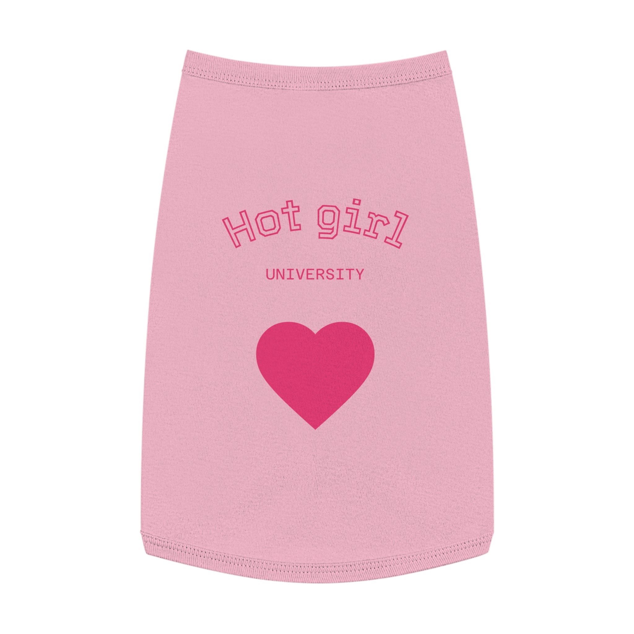 Hot Girl University Pet Tank Top — Pink Heart Dog/Cat Tee
