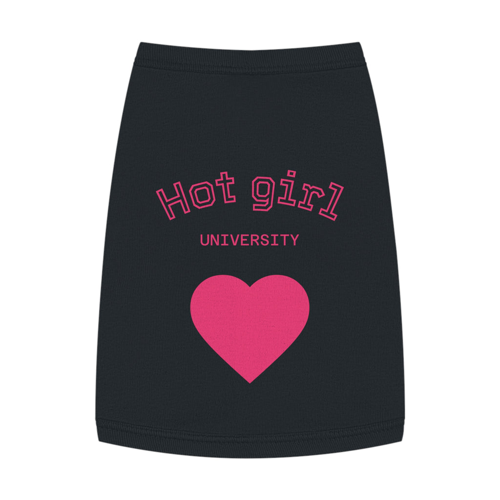 Hot Girl University Pet Tank Top — Pink Heart Dog/Cat Tee