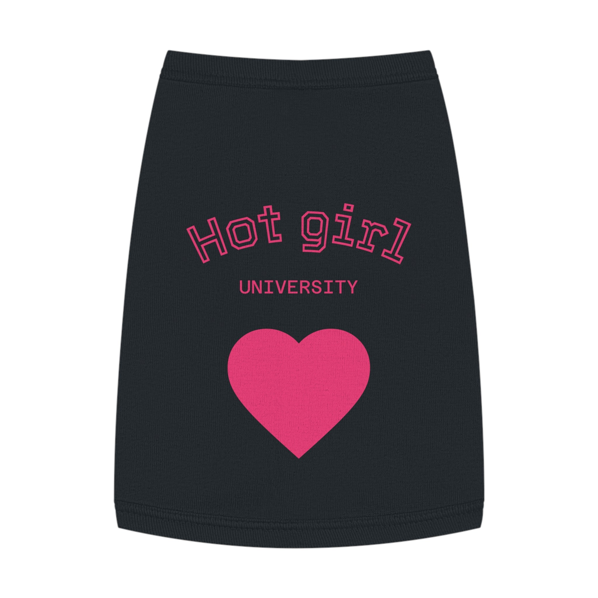 Hot Girl University Pet Tank Top — Pink Heart Dog/Cat Tee