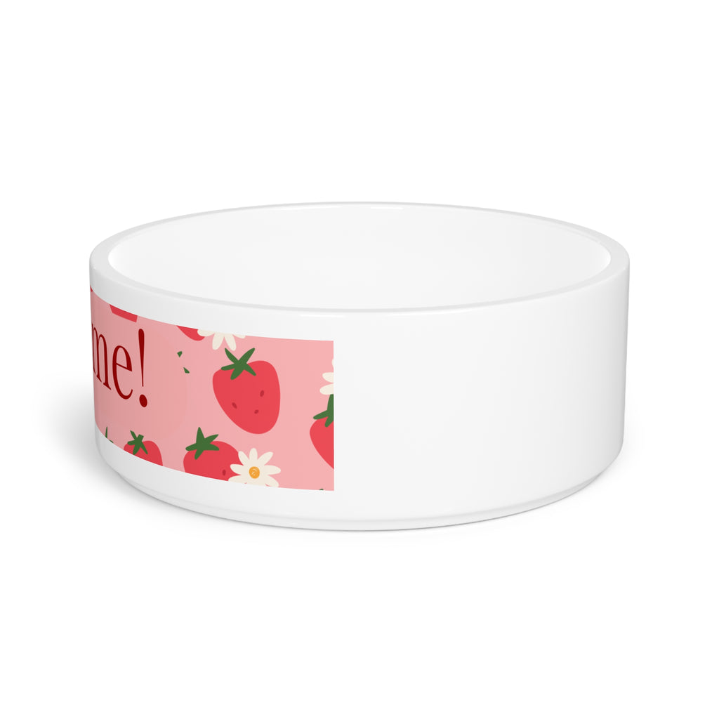 Strawberry Personalized Pet Bowl  Custom Name Dog & Cat Food Dish