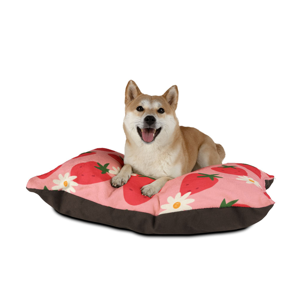 Strawberry Daisy Pet Bed Cute Pink Floral Dog & Cat Cushion