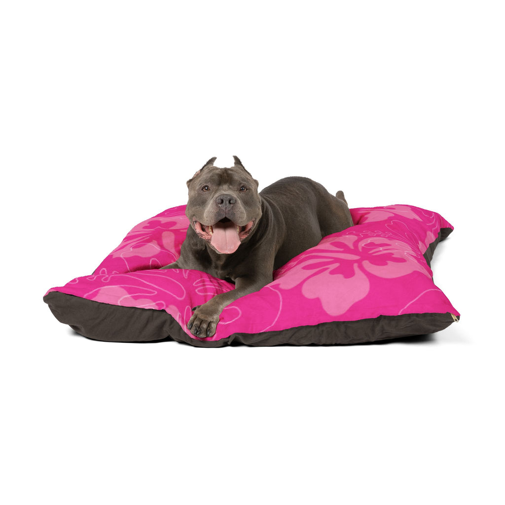 Pink Hibiscus Pet Bed | Floral Dog & Cat Cushion