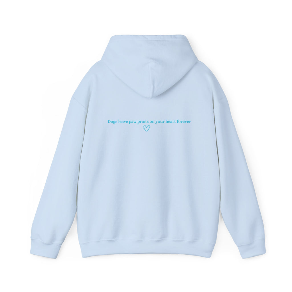 Dog Mom Hoodie  Minimal Line Art Dogs with "Dogs leave paw prints on your heart forever" Back Text