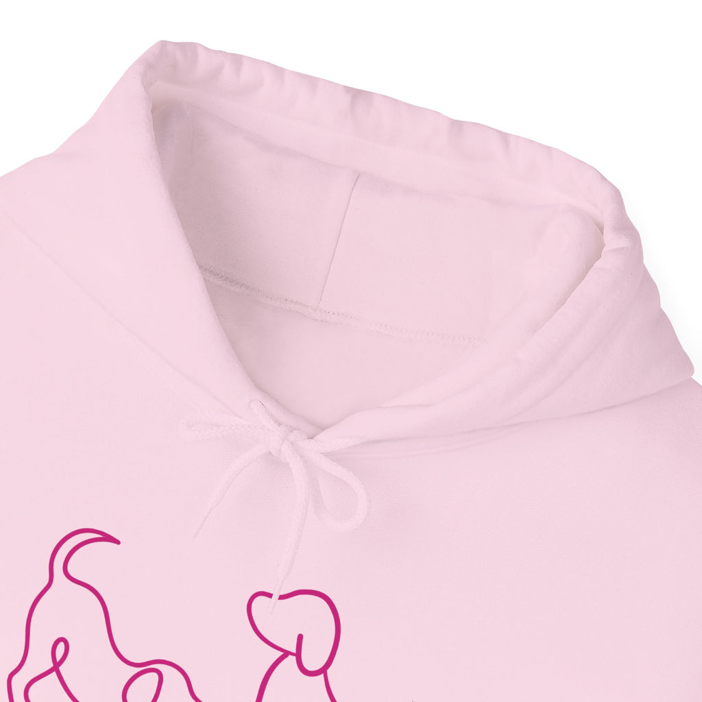 Dog Mom Hoodie  Minimal Line Art Dogs with "Dogs leave paw prints on your heart forever" Back Text