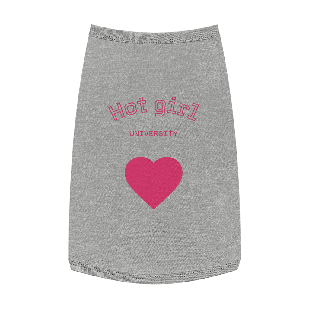 Hot Girl University Pet Tank Top — Pink Heart Dog/Cat Tee