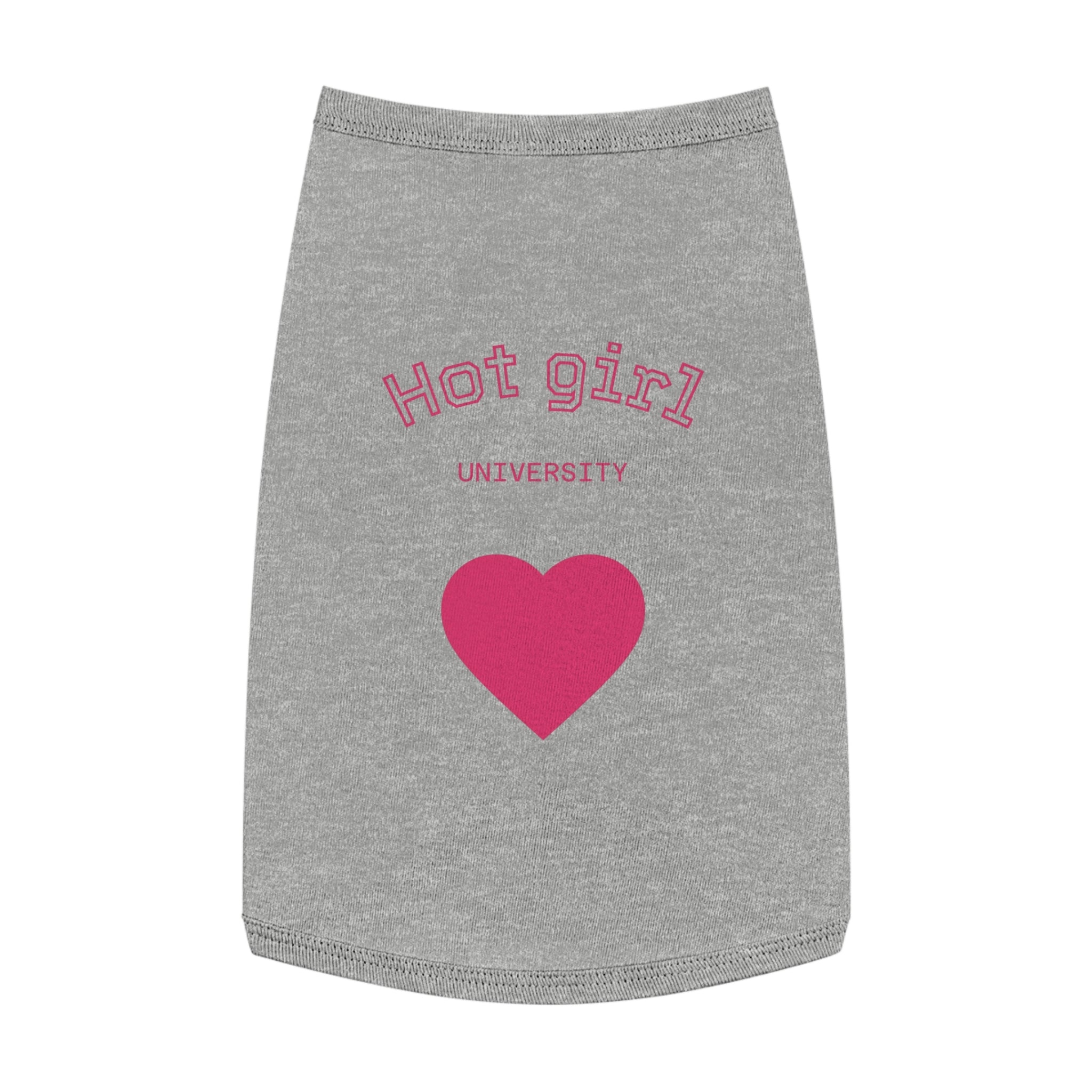 Hot Girl University Pet Tank Top — Pink Heart Dog/Cat Tee