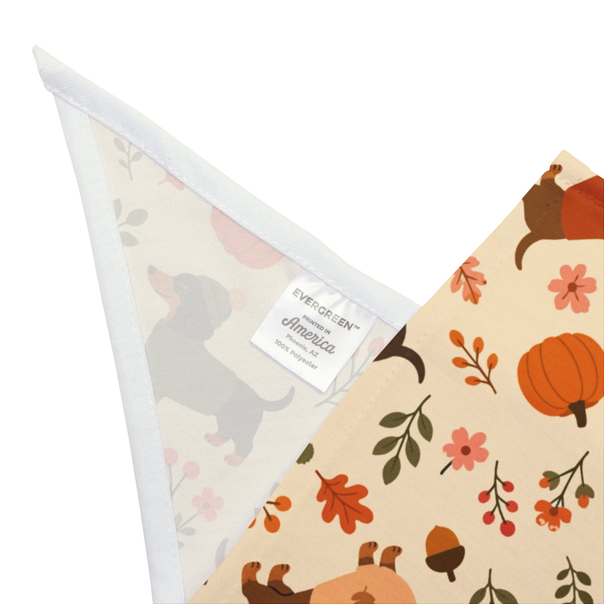 Autumn Dachshund Pet Bandana Fall Leaves & Pumpkins Dog Scarf