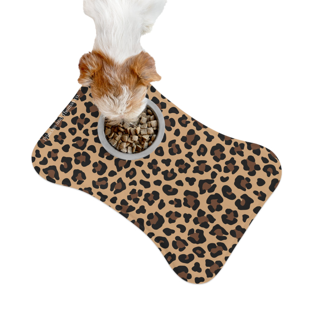 Leopard Print Pet Feeding Mat | Non-Slip Waterproof Bowl Placemat for Dogs & Cats