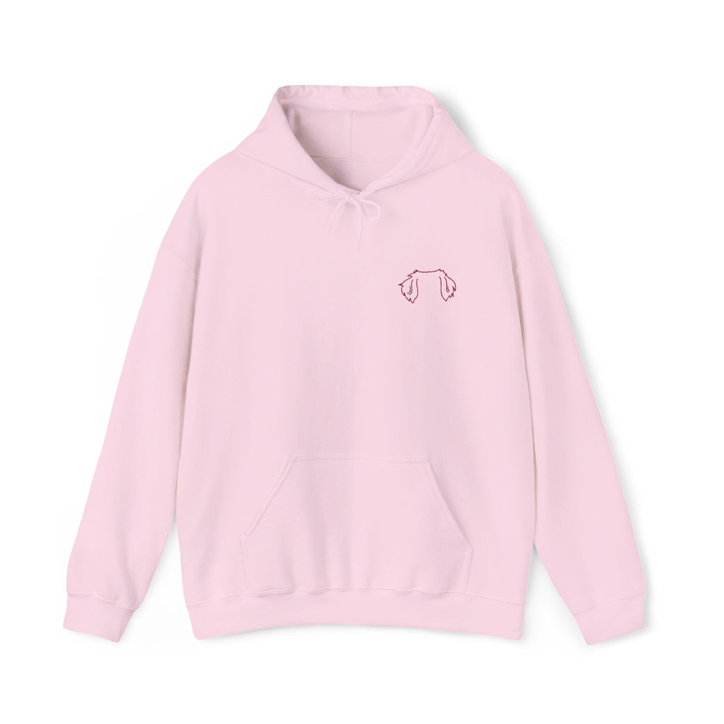 Minimal Pink Hoodie with Dog Ear Embroidery  Cute Cozy Pullover