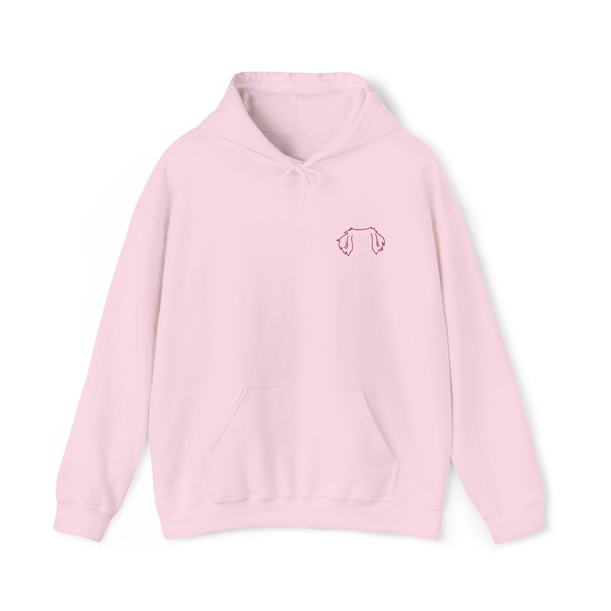 Minimal Pink Hoodie with Dog Ear Embroidery  Cute Cozy Pullover