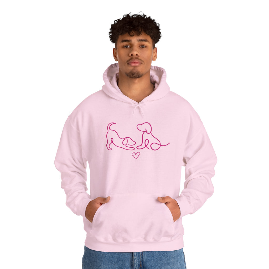 Dog Mom Hoodie  Minimal Line Art Dogs with "Dogs leave paw prints on your heart forever" Back Text