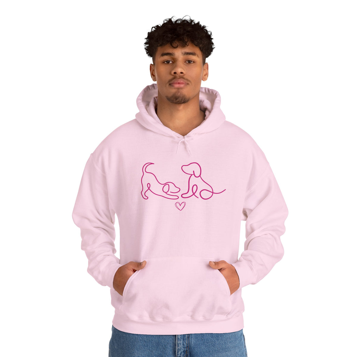 Dog Mom Hoodie  Minimal Line Art Dogs with "Dogs leave paw prints on your heart forever" Back Text
