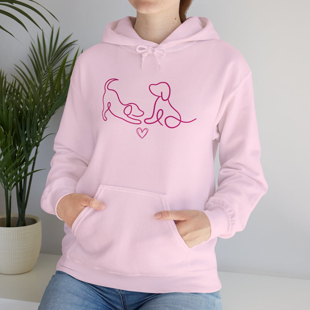 Dog Mom Hoodie  Minimal Line Art Dogs with "Dogs leave paw prints on your heart forever" Back Text
