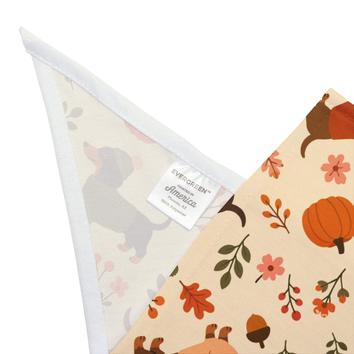 Autumn Dachshund Pet Bandana Fall Leaves & Pumpkins Dog Scarf