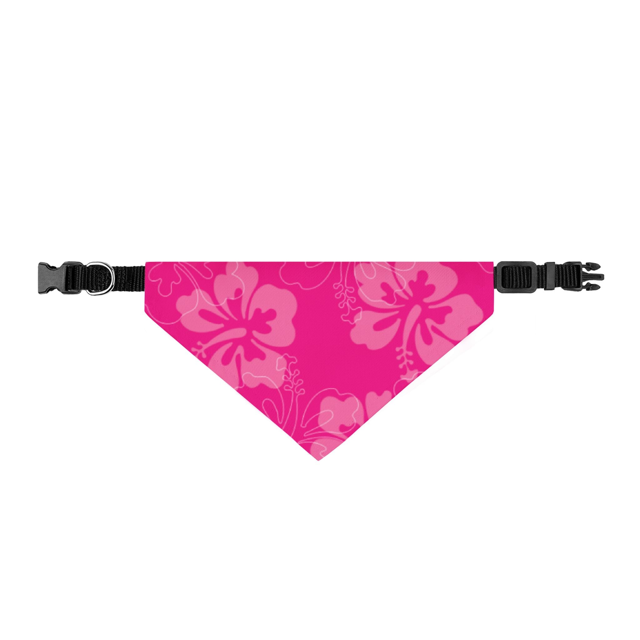 Pink Hibiscus Clip-On Pet Bandana | Tropical Floral Dog & Cat Collar Accessory