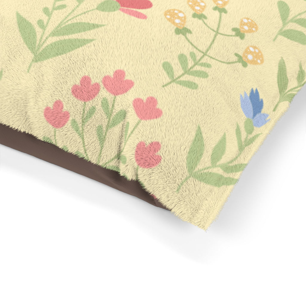 Floral Pastel Pet Bed | Cozy Spring Garden Dog & Cat Cushion