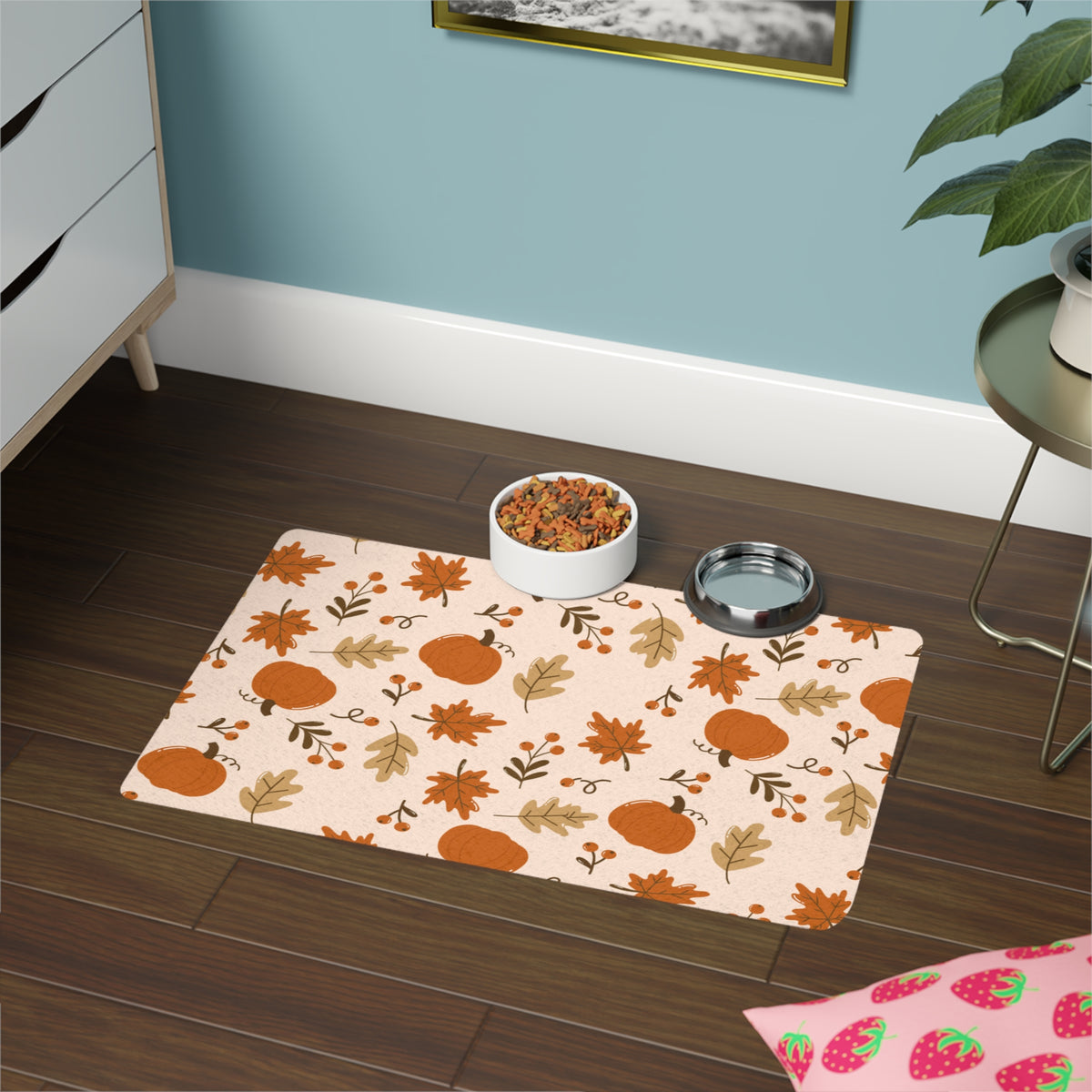 Autumn Pumpkin Pet Food Mat (12x18)