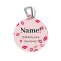 Personalized Pink Kiss Pet Tag  with Custom Engraved Cat & Dog ID Tag
