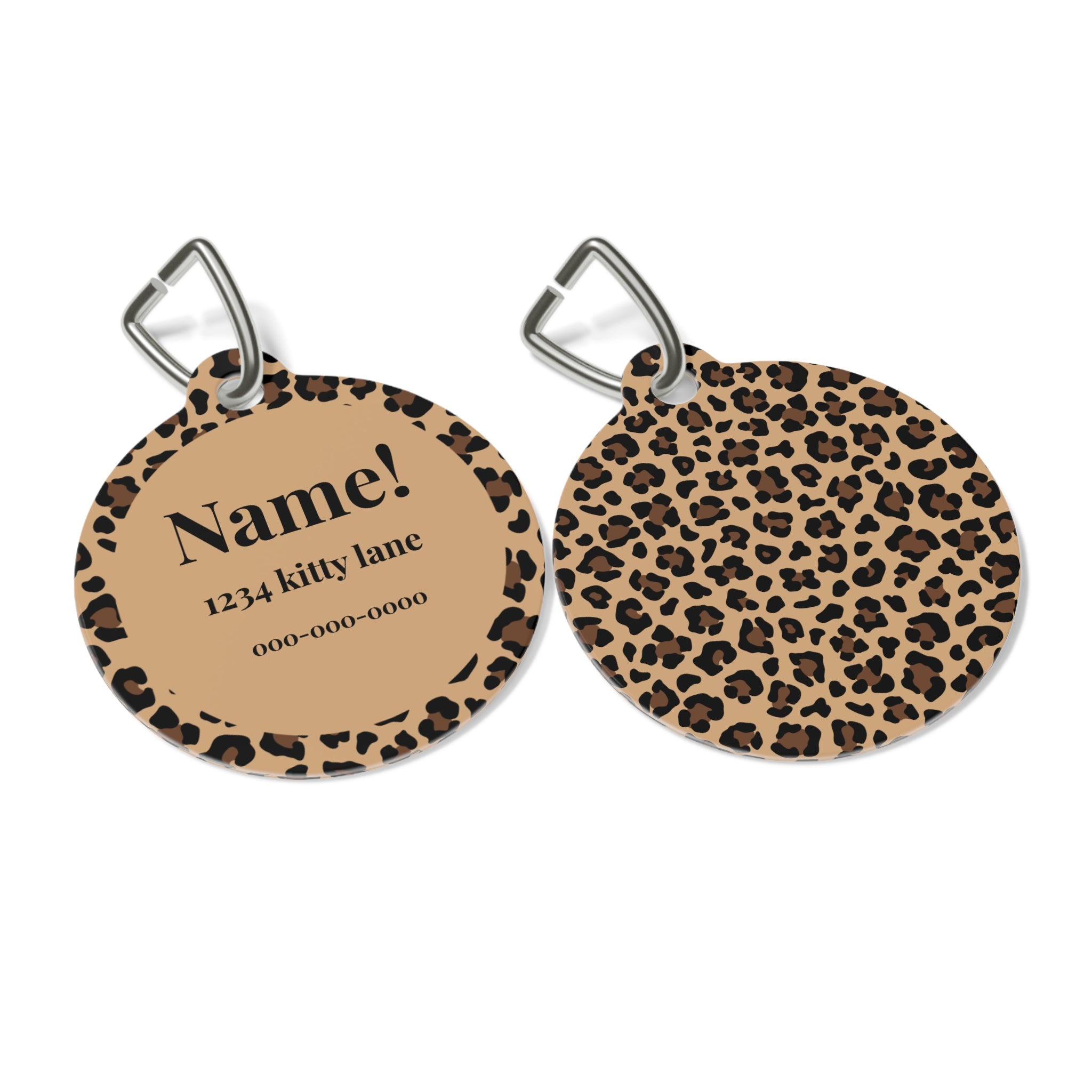 Leopard Print Personalized Pet Tag – Custom Engraved Cat & Dog ID Tag