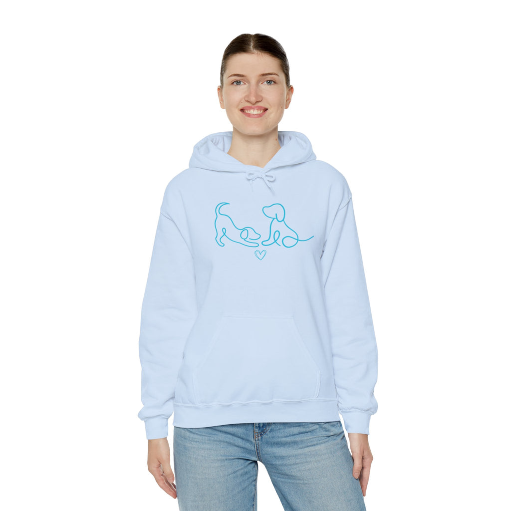 Dog Mom Hoodie  Minimal Line Art Dogs with "Dogs leave paw prints on your heart forever" Back Text