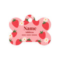 Strawberry Pattern Bone Pet Tag | Personalized Dog ID Tag with Name & Contact