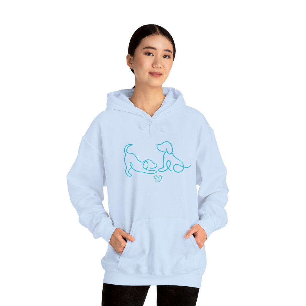 Dog Mom Hoodie  Minimal Line Art Dogs with "Dogs leave paw prints on your heart forever" Back Text